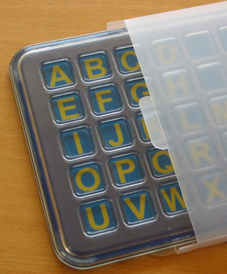 depressions in the FAB keypad
	 kept clean with polypropylene envelope