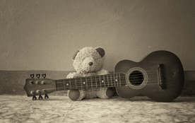 Arthur bear and guitar for alzheimers music